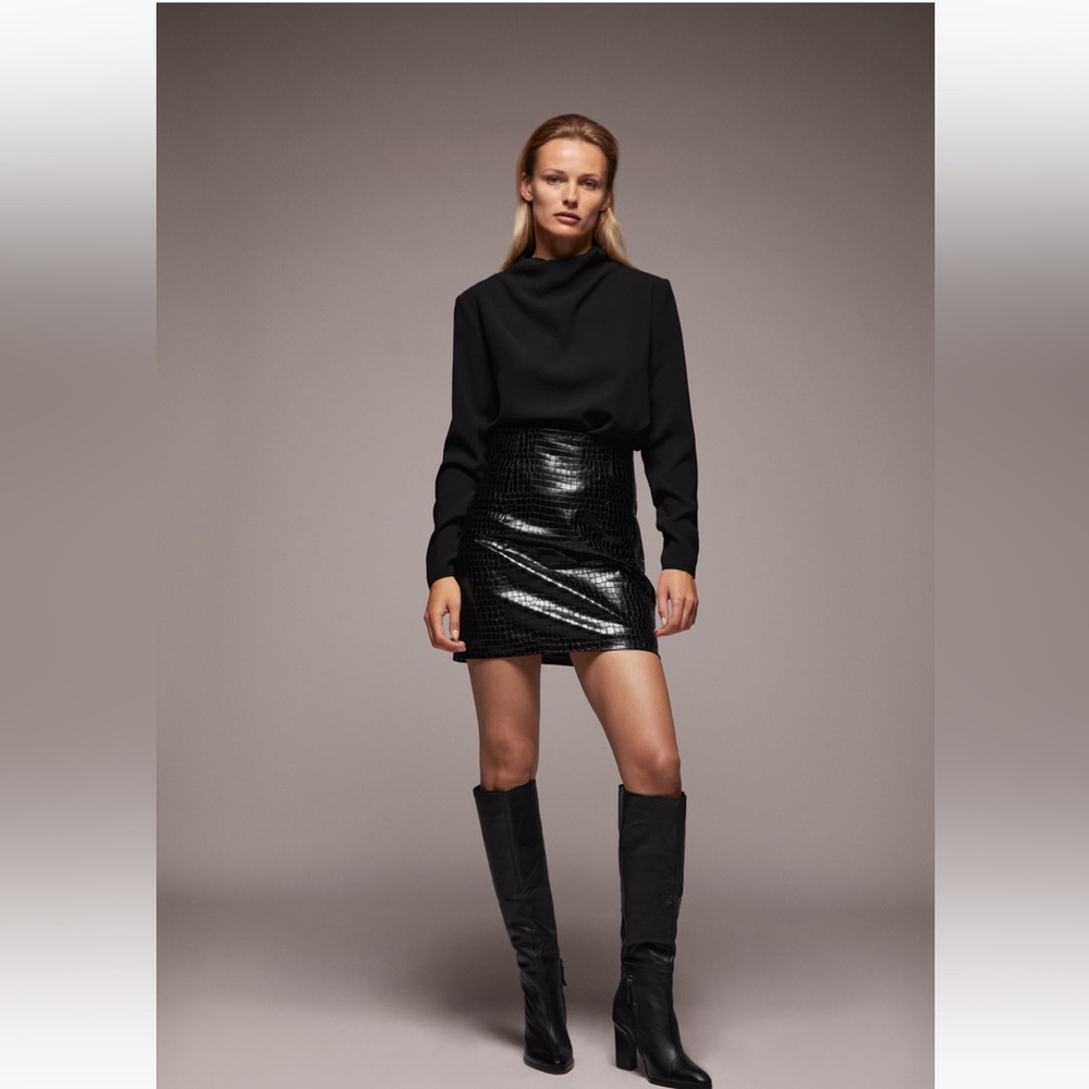Zara faux leather croc skirt